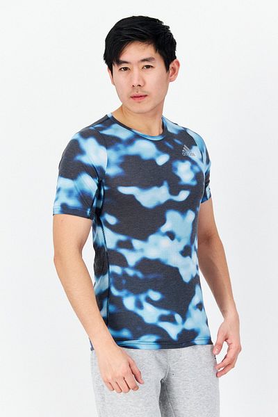 adidas Men Sportswear Fit Short Sleeve Top, Blue Combo