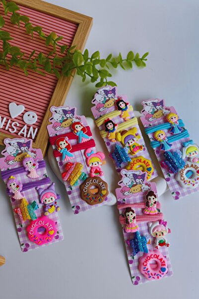 Nisankids Подробен комплект от 5 броя фиби за коса за момичета (2 гумени фиби, 3 фиби за коса)