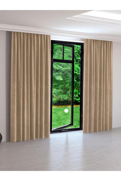 Perdexpress Soft Concept Kadife Dokulu Vizon Ada Fon Perde