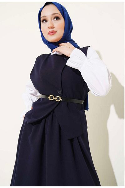 ANKA BOUTIQUE Asymmetrically Lined Vest Skirt Two-Piece Suit