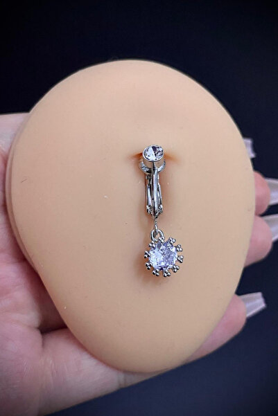 Blisse Piercing Kadın Sallantılı Zirkon Taşlı Sıkıştırma Deliksiz Belly Göbek...