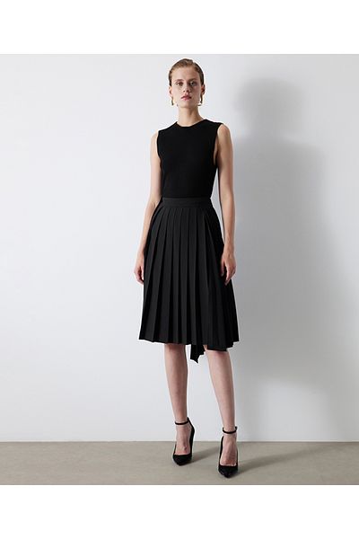 İpekyol Asymmetrical pleated midi skirt