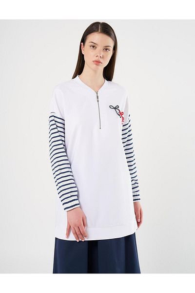 KYR Optical White Bead Embroidered Knitted Tunic