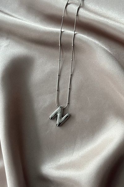 Letrovis Steel Silver Color Bubble Letter "N" Women's Necklace