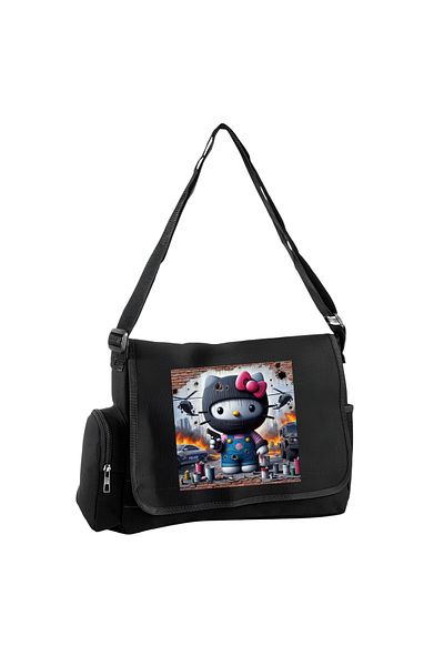 DEEFWEAR Geantă Messenger/Bag cu imprimeu Hello Kıty cu centură reglabilă și buzunare cu fermoar
