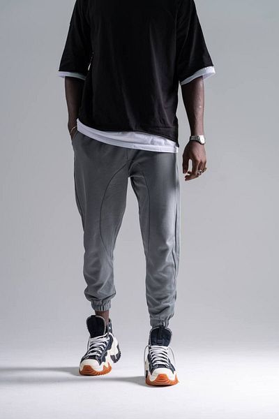 Superbluemexico Men's Half Baggy Cut Rubber Leg Jogger Sweatpants Trousers