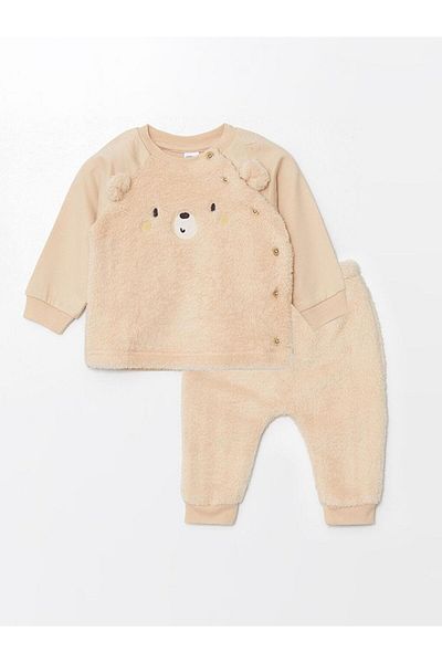 LC Waikiki Plush Baby Boy Cardigan and Pants 2-Piece Set (W4)