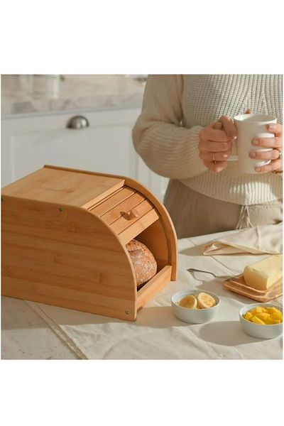Kitchen Dream Bamboo Bread Box, Bread Cabinet, Narrow Space Bamboo Bread Holder 27 * 20 cm