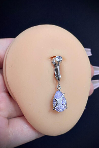 Blisse Piercing Kadın Damla Zirkon Taşlı Sıkıştırma Deliksiz Belly Göbek Pier...