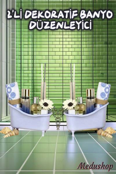 2-Piece Set Decorative Bathroom Organizer-Bathroom Accessory Light Gray