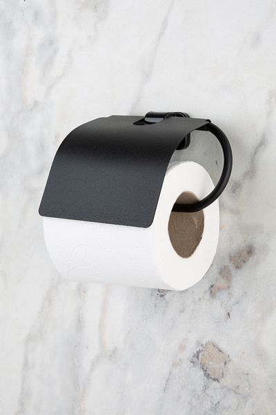 MultiStore Mini Series Black Wide Cover Toilet Roll Holder Wc Paper Holder Toilet Paper Hanger