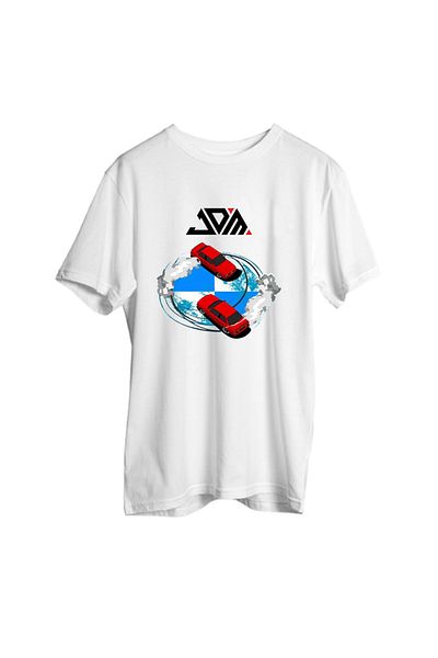 JDM Μπλουζάκι White Trend 2025 Drift Pattern Oversize T-shirt