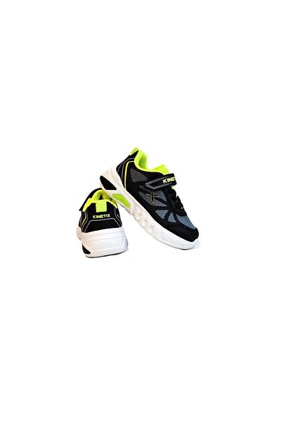 Kinetix Mags Black-Grey Velcro Lightweight Comfortable Boys' Sneakers