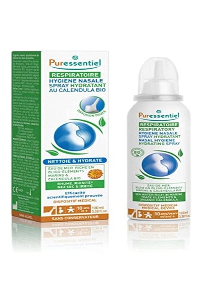 Puressentiel بخاخ مرطب لتنظيف الأنف والجهاز التنفسي - محلول متساوي التوتر | طبيعي 100% | 100 مل