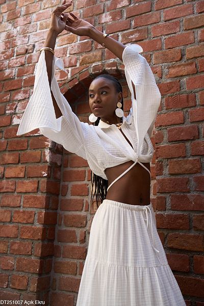Melike Bakar Boutique Suit with Shirt and Tie Skirt - 100% Cotton