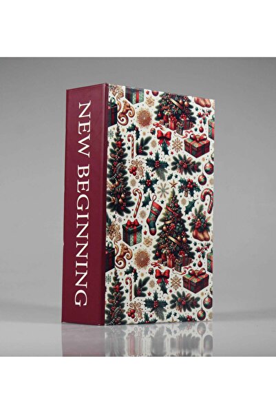 4nio BEJ KARIŞIK YILBAŞI DEKORATİF KİTAP KUTU