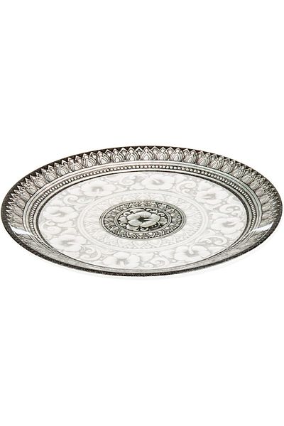 AKDC Srv Antiq Plate Small L(18cm) xW(18cm) xH(2cm) Black And White