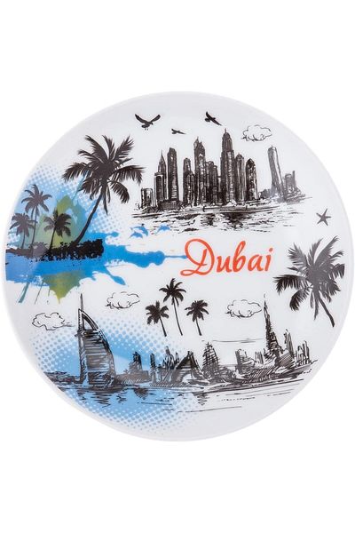 AKDC Dubai Souvenir Plate 15Cm X 15Cm X 1Cm White