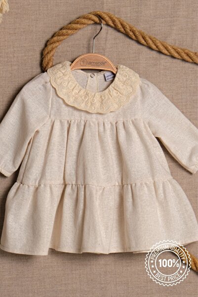 Lamonde %100 Pamuk Yaka Detaylı Elbise