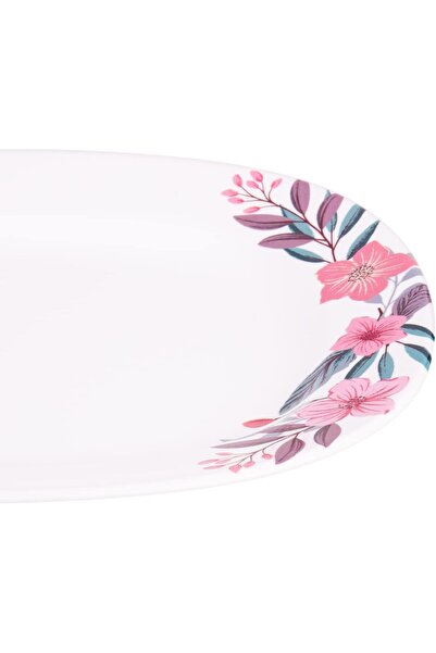 AKDC M/Mine Oval Plate - 25cm x 30cm x 3cm, White And Pink