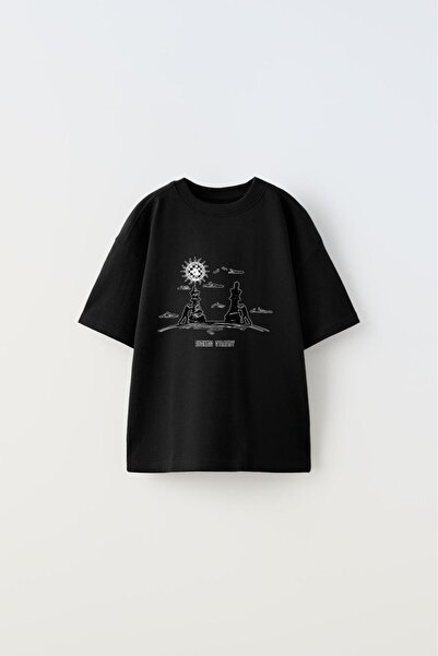 GIA - ART Μαύρο παιδικό μπλουζάκι με στάμπα με σχέδιο Business Strategy Writt...