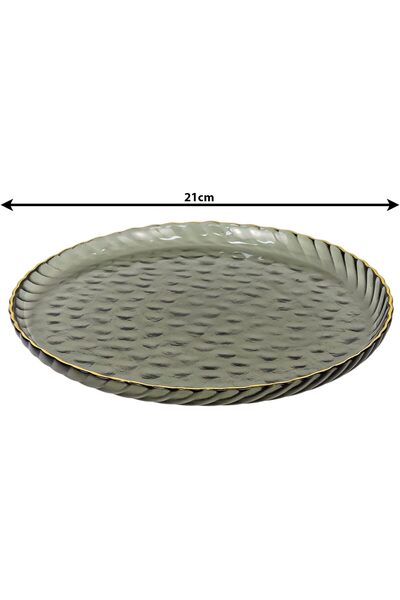 Winds Trading 21cm Decorative Glass Plate, Round Grey Serving Dish for Dining, Catering, Parties