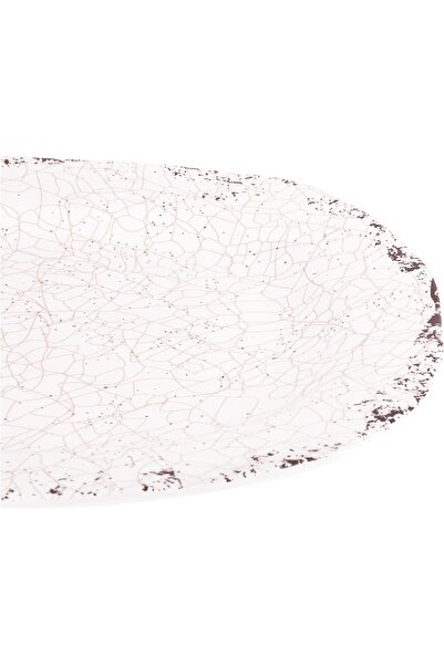 AKDC M/Mine Oval Plate L(25cm) xW(30cm) xH(3cm) White, Gold, And Specks Of Brown.