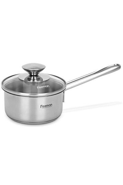 Fissman قدر مع غطاء زجاجي فضي 12 سم/0.6 لتر من الفولاذ المقاوم للصدأ