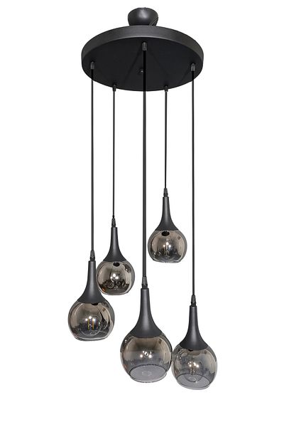 Fer Avize Fred Modern Decorative Black Color 5-Piece Pendant Lamp Glass Chandelier Living Room - Kitchen - Bedroom