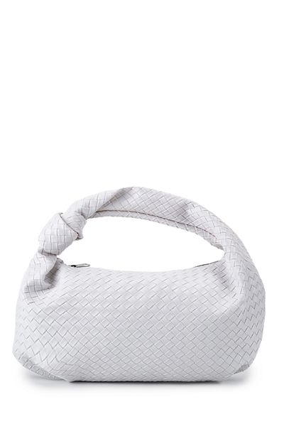 minebag Women's Handbag - Faux Leather, Knitted Pattern Grand White