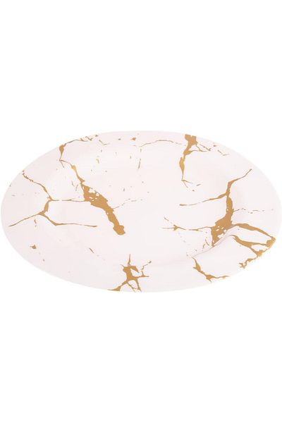 AKDC M/Mine Dessert Plate L(23cm) xW(23cm) xH(1cm) White And Gold