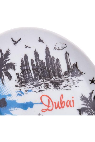 AKDC Dubai Souvenir Plate 15Cm X 15Cm X 1Cm White