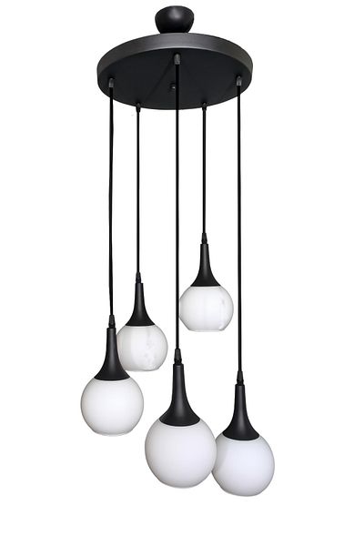 Fer Avize Fred Modern Decorative Black Color 5-Piece Pendant Lamp Glass Chandelier Living Room - Kitchen - Bedroom