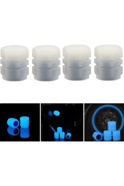 Hubjua Blue Phosphorescent Valve Cap - Led Accessory, Night Visible