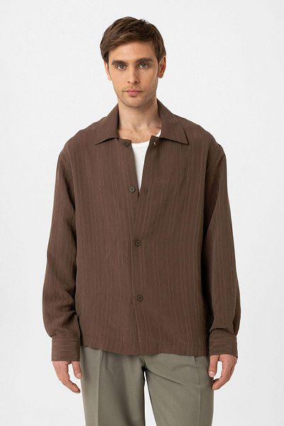 Antioch Brown Oversize Textured Men's Shirt