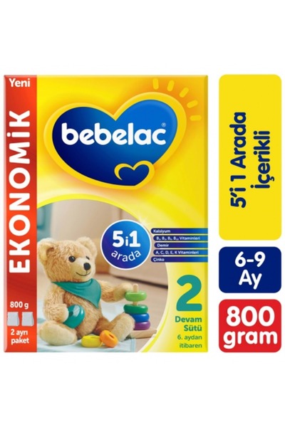 Bebelac 800gr No:2 Devam Sütü (6-12 AY) (6 LI SET)