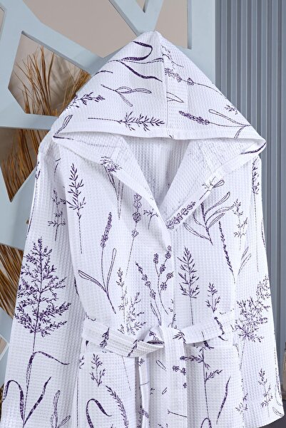 Zeynep Tekstil Γυναικείο μπουρνούζι από 100% βαμβάκι Μπουρνούζι με μοτίβο πικέ