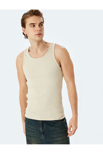 Koton Slim Fit Αμάνικο Μπλουζάκι Basic Crew Neck