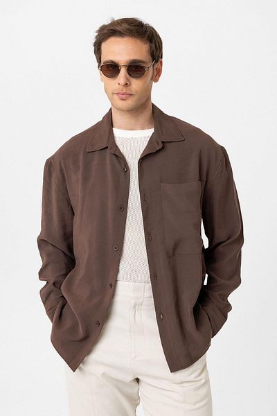 Antioch Brown Relax Fit Modal Fabric Men's Shirt