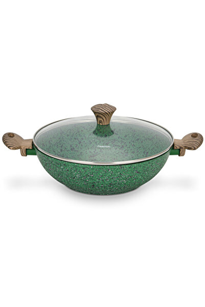 Fissman مقلاة ووك مع غطاء من سلسلة ملاكيت من الألومنيوم باللون الأخضر 30×9 سم