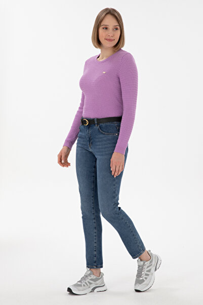 U.S. Polo Assn. Kadın Lila Bisiklet Yaka Basic Kazak 50312922-VR034