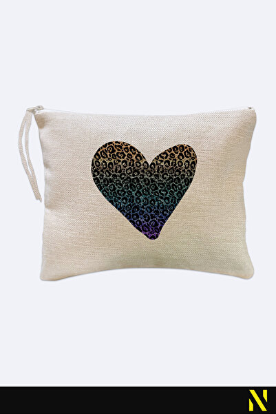 nilizma Heart Leopard Print Makeup Bag