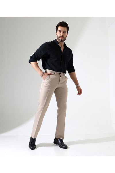 Sunello Men's Casual Regular Cut Dobby Trousers