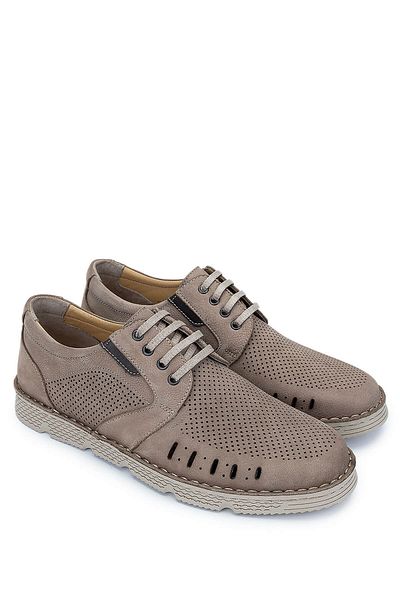 Tamer Tanca Men's Genuine Leather Beige Casual Shoes