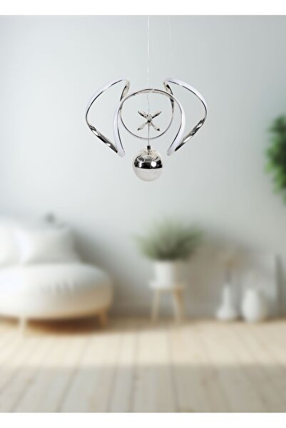 Luzarana Bella Krom Kaplama Camlı 3 Renkli Ledli Modern Lux Sarkıt Avize