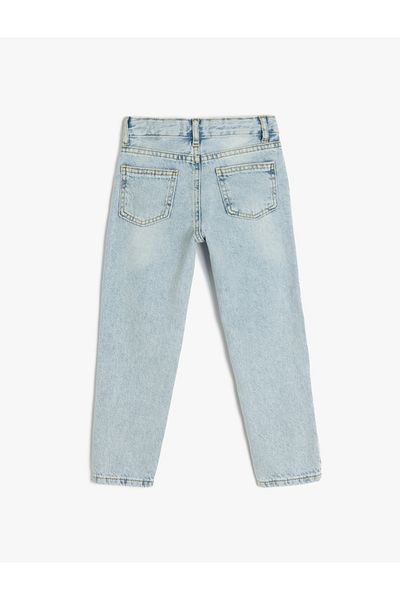 Koton Cotton Denim Trousers with Adjustable Elastic Waist
