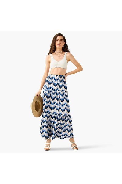 FAV Printed Maxi Skirt with Elasticated Waistband