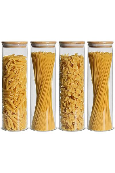 AKDC Storage Jars with Bamboo Lids, Set of 4, Glass Food Canisters for Pantry, 2200ml