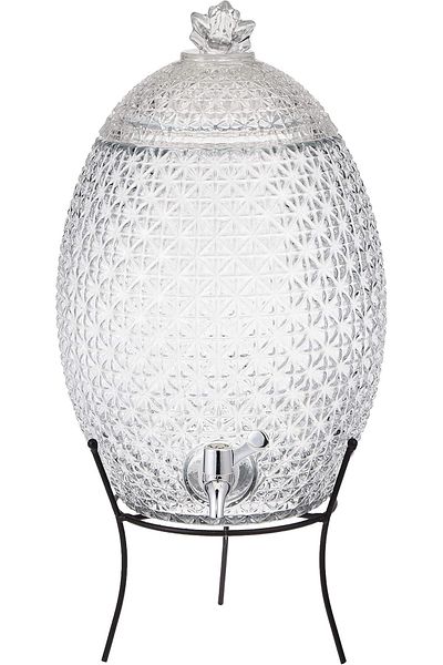 Harmony ST038B-10 TABLE TOP 10L GLAS PINEAPPLE JAR WITH METAL STAND AND NORMAL DISPENSER