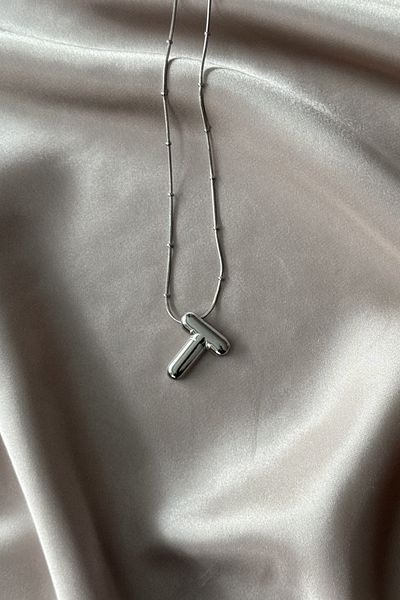 Letrovis Steel Silver Color Bubble Letter "T" Women's Necklace